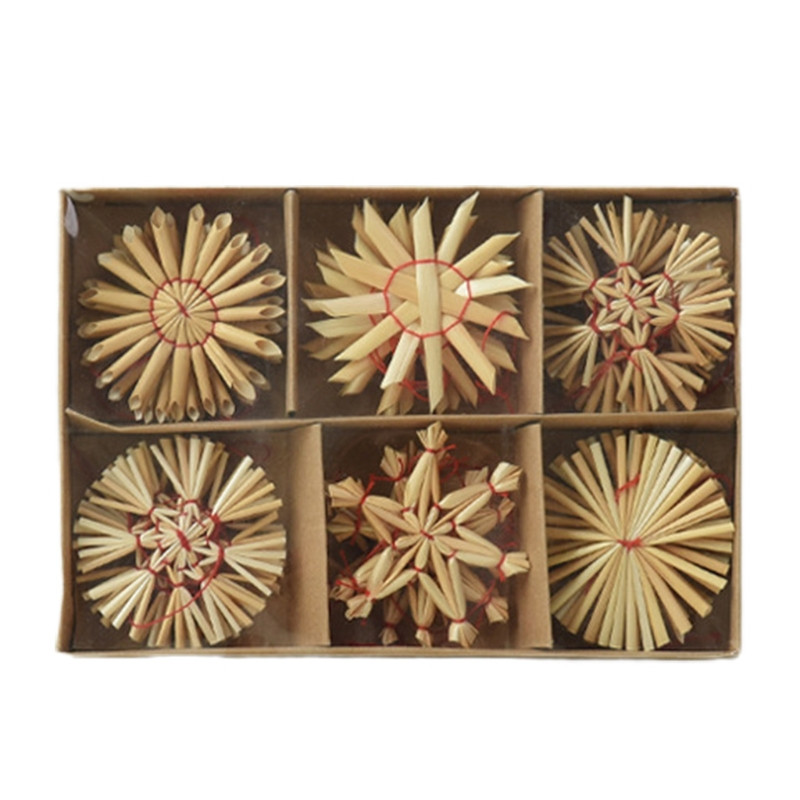 Ръчно изработени коледни висулки от пшенична слама за коледно дърво Фестивал на дома Декорация на врати Направи си сам Висящи висулки Орнамент Занаяти