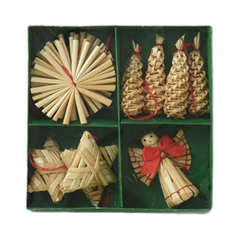 Ръчно изработени коледни висулки от пшенична слама за коледно дърво Фестивал на дома Декорация на врати Направи си сам Висящи висулки Орнамент Занаяти