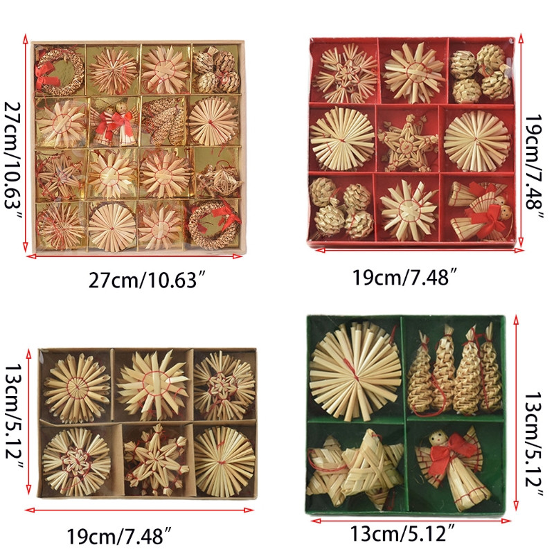 Ръчно изработени коледни висулки от пшенична слама за коледно дърво Фестивал на дома Декорация на врати Направи си сам Висящи висулки Орнамент Занаяти