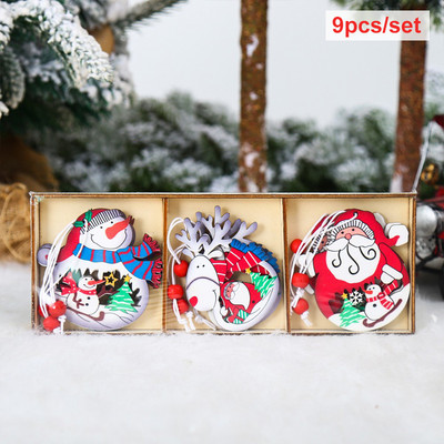 9/12 τμχ Navidad 2022 Πρωτοχρονιάτικο Δώρο Διακοσμήσεις Χριστουγεννιάτικου Δέντρου Κονικιόν Ξύλινα μενταγιόν Στολίδια Χριστουγεννιάτικα στολίδια για το σπίτι Noel