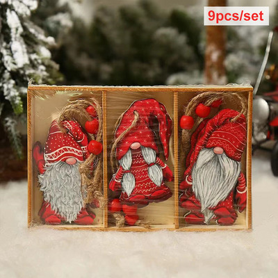 9/12 τμχ Navidad 2022 Πρωτοχρονιάτικο Δώρο Διακοσμήσεις Χριστουγεννιάτικου Δέντρου Κονικιόν Ξύλινα μενταγιόν Στολίδια Χριστουγεννιάτικα στολίδια για το σπίτι Noel