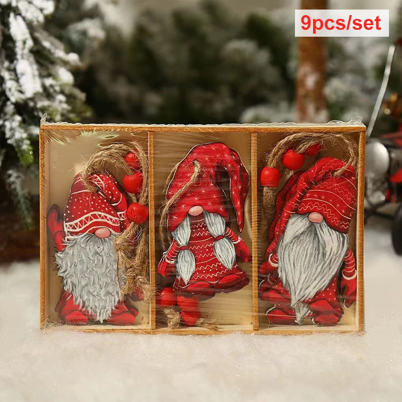 9/12 бр. Navidad 2022 Новогодишен подарък Украси за коледно дърво Гноми Дървени висулки Орнаменти Коледни украси за дома Noel