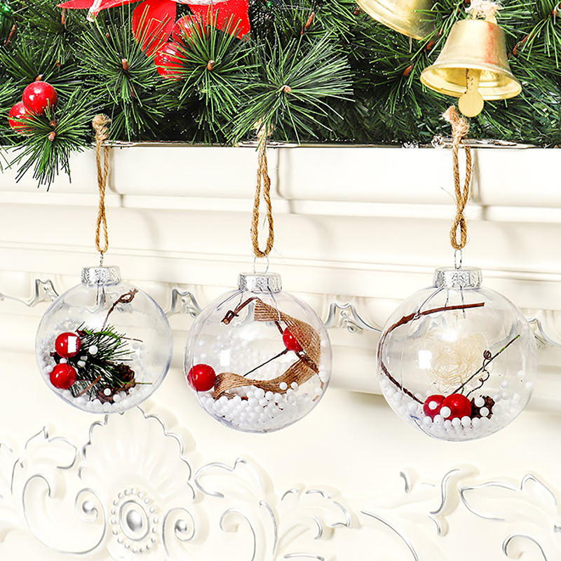 6/8/10cm permatomas rutulys plastikiniai kalėdiniai rutuliukai sfera, pasidaryk pats, pripildomas Kalėdų eglutės papuošalas Vestuvinio baro kabantys papuošalai