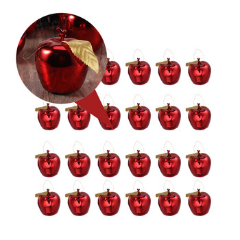 24бр. Коледно дърво Висяща украса с ябълка Симулация на висулка с ябълка Коледна ябълка Висящ орнамент Пластмасов орнамент с ябълка