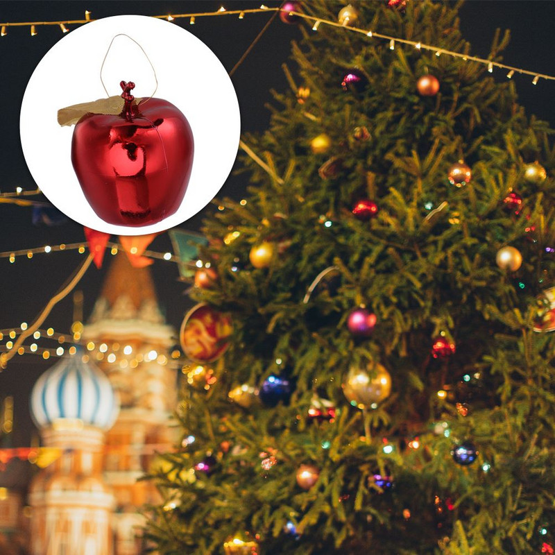 24бр. Коледно дърво Висяща украса с ябълка Симулация на висулка с ябълка Коледна ябълка Висящ орнамент Пластмасов орнамент с ябълка