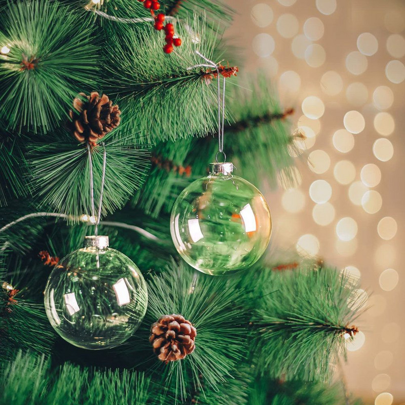 6 бр. 6/8/10 см пластмасови прозрачни топки, пълними безделници Коледно дърво Декорация Орнамент Коледно дърво Сватбено парти Висящи