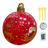 Jauna apgaismota piepūšama Ziemassvētku bumba 24 collu liela, dekorēta brīvdabas bumba Ziemassvētku piepūšamie rotājumi dārza pagalmam