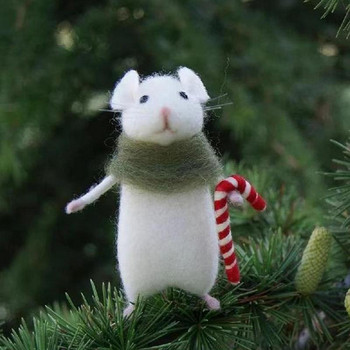 Коледен декор от филцова мишка Коледни орнаменти от филцова вълна Мишки с множество стилове Коледни декорации от мишка за коледно парти и