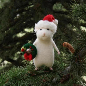Коледен декор от филцова мишка Коледни орнаменти от филцова вълна Мишки с множество стилове Коледни декорации от мишка за коледно парти и