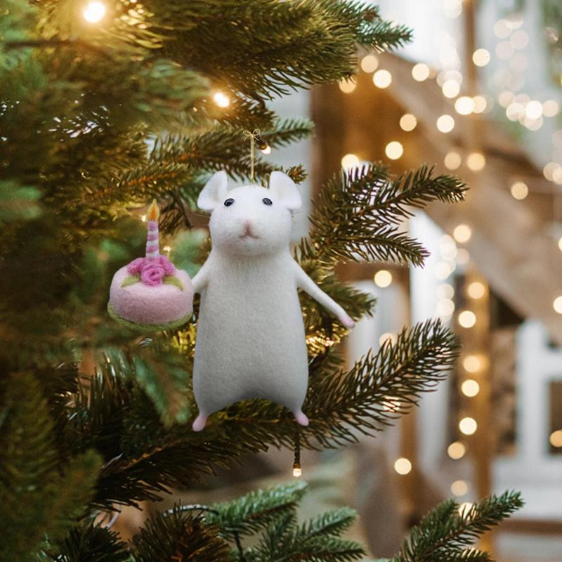 Vilditud hiire jõulukaunistus Vilditud villast hiired jõulukaunistused Mitme stiiliga jõuluhiire kaunistused jõulupeoks ja