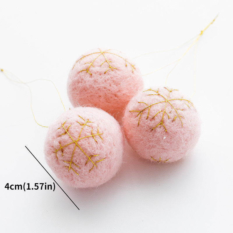 3 БР./Комплект 4CM вълнена филцова топка Коледна елха Висулка Снежинка Бродерия Вълнени помпони Направи си сам занаятчийска кръгла вълнена филцова топка Декор на стая