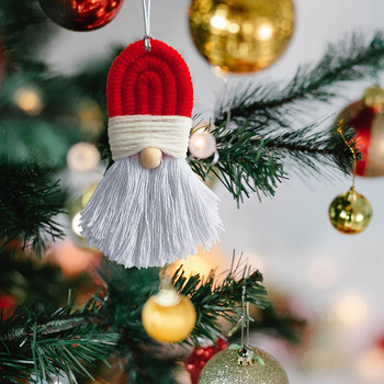 Бохо стил Ръчно изработен Дядо Коледа Орнамент за дома Ръчно тъкани гоблени с висулка от макраме Украса за коледна елха Новогодишни подаръци