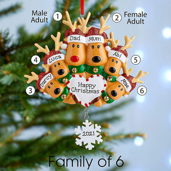 DIY Write Name Personalized Resin Reindeer Family 2022 Χριστουγεννιάτικα Διακοσμητικά για το Σπίτι Χριστουγεννιάτικα Κρεμαστά Δέντρα Πρωτοχρονιά 2023