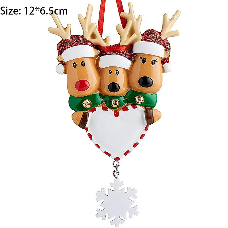 Направи си сам Напиши име Персонализирано семейство елени от смола 2022 г. Коледна украса за дома Коледно дърво Висящи висулки Нова година 2023