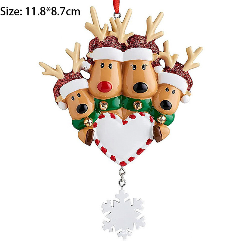 Направи си сам Напиши име Персонализирано семейство елени от смола 2022 г. Коледна украса за дома Коледно дърво Висящи висулки Нова година 2023