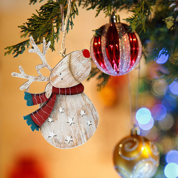 Коледна украса Ретро Коледа Дървени рисувани елени Висулка Орнаменти за коледно дърво Аранжиране на сцена