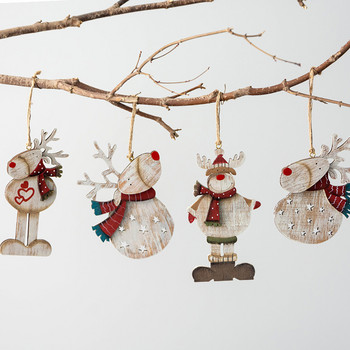 Χριστουγεννιάτικα στολίδια Ρετρό Χριστουγεννιάτικα ξύλινα ζωγραφισμένα ελάφια μενταγιόν Χριστουγεννιάτικο δέντρο στολίδια Σκηνική διάταξη