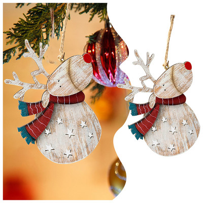 Ziemassvētku rotājumi Retro Ziemassvētku koka krāsoti briežu kuloni Ziemassvētku eglīšu rotājumi ainas izkārtojums