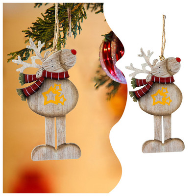 Ziemassvētku rotājumi Retro Ziemassvētku koka krāsoti briežu kuloni Ziemassvētku eglīšu rotājumi ainas izkārtojums