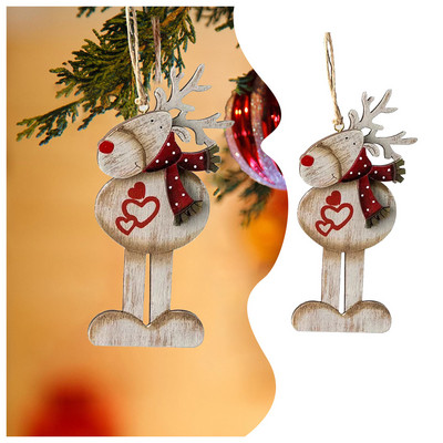 Ziemassvētku rotājumi Retro Ziemassvētku koka krāsoti briežu kuloni Ziemassvētku eglīšu rotājumi ainas izkārtojums