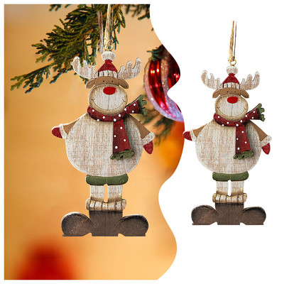 Ziemassvētku rotājumi Retro Ziemassvētku koka krāsoti briežu kuloni Ziemassvētku eglīšu rotājumi ainas izkārtojums