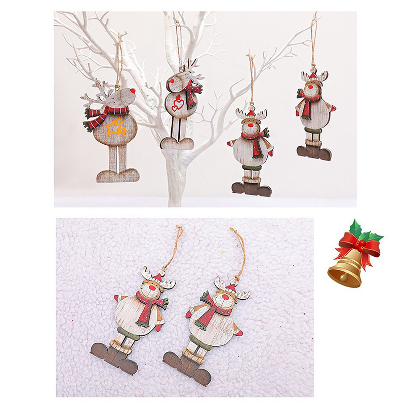 Ziemassvētku rotājumi Retro Ziemassvētku koka krāsoti briežu kuloni Ziemassvētku eglīšu rotājumi ainas izkārtojums