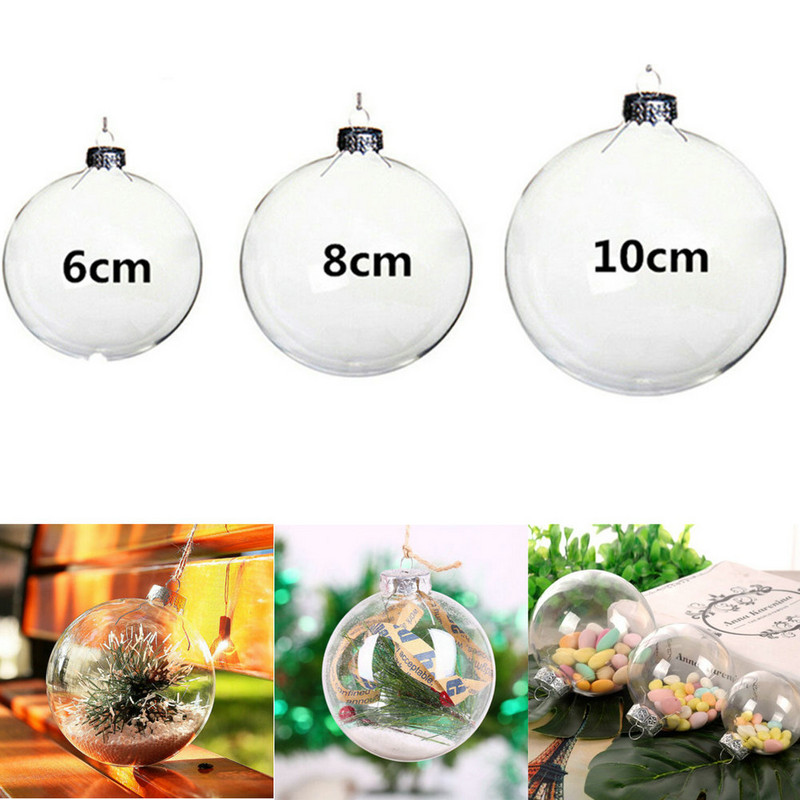 Прозрачни коледни декоративни топки Baubles Sphere Пълнещи се украшения за коледно дърво Направи си сам Висящи декорации 6/8/10CM Консумативи за занаяти