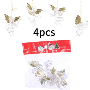 4PCS Коледен прозрачен мини ангел висулка Creative New Little Angel Коледна елха Декорация Висулка Новогодишен подарък