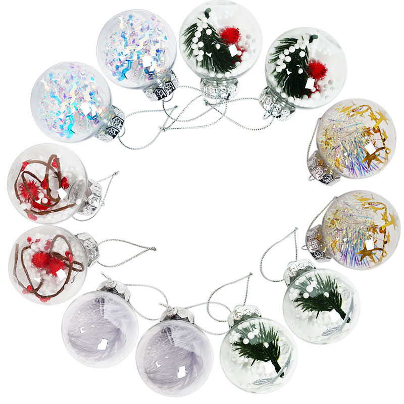 12 бр. Коледни прозрачни топки Коледно дърво Декорация за дома Висящи орнаменти Нова година Navidad Party Decor Gift 2023
