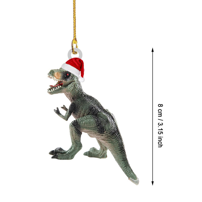 Jõuluripats Jõulupuu kaunistused 2D akrüül Jurassic dinosaurus Multifilm rippuvad kaunistused T-rex laste mänguasjad jõulukaunistus
