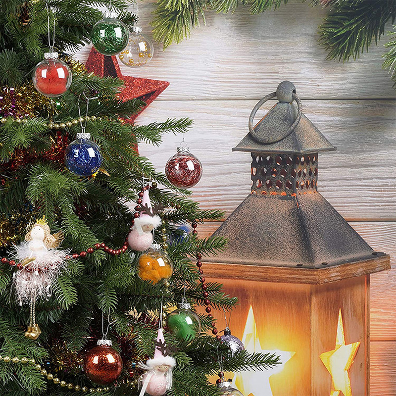 6/8/10CM Прозрачна топка Пластмасови коледни топки Baubles Sphere Направи си сам запълващ се орнамент за коледно дърво Сватбен бар Висящи декорации