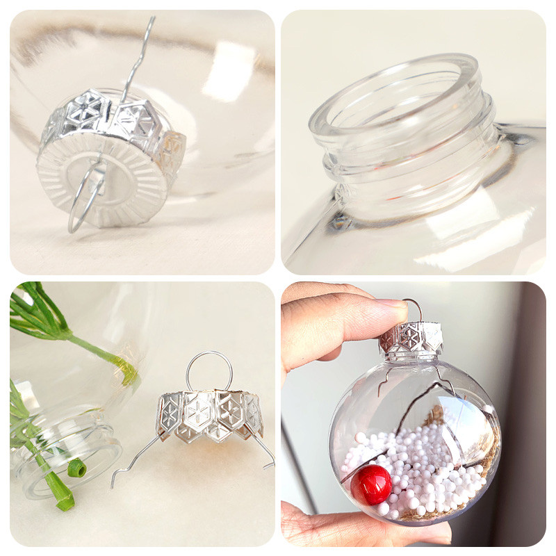 6/8/10CM Прозрачна топка Пластмасови коледни топки Baubles Sphere Направи си сам запълващ се орнамент за коледно дърво Сватбен бар Висящи декорации