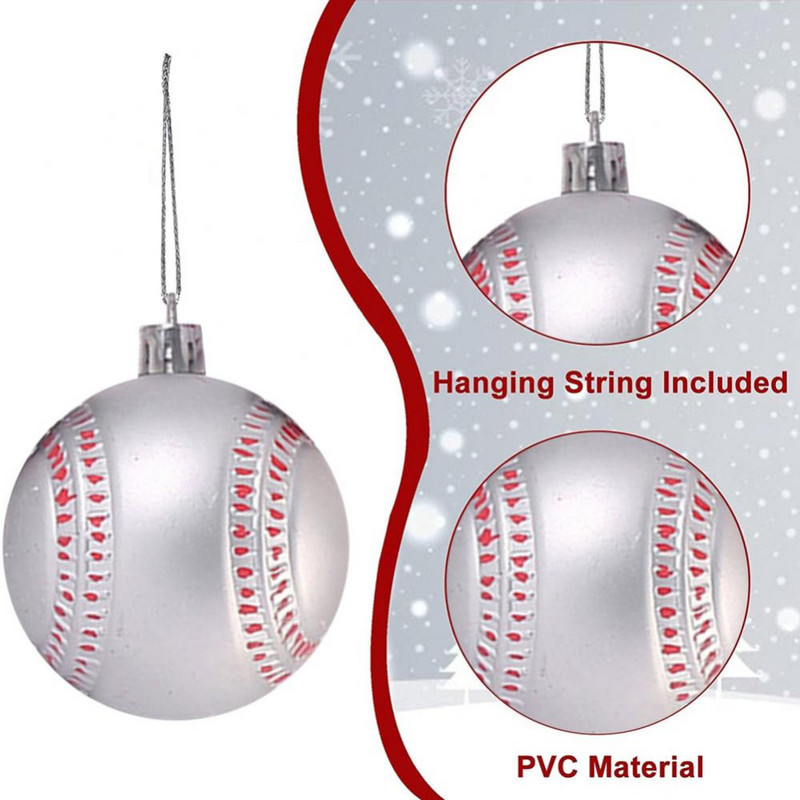 Орнаменти за коледни топки Четири спорта Футбол Баскетбол Ръгби Бейзбол Висящ орнамент Коледна елха Висулка Новогодишен декор