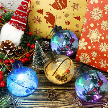 Прекрасна топка за коледно дърво Коледна топка за многократна употреба LED светеща фестивална опора Коледно дърво Орнамент Топка Висулка