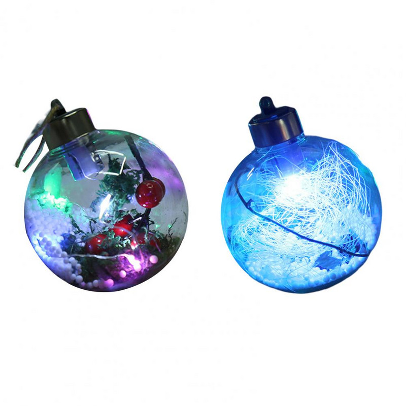 Прекрасна топка за коледно дърво Коледна топка за многократна употреба LED светеща фестивална опора Коледно дърво Орнамент Топка Висулка
