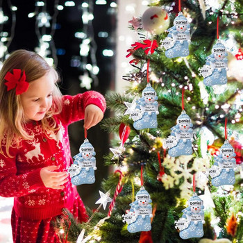 Baby First Christmas Ornament Χριστουγεννιάτικα στολίδια 2022 With Snowbaby In stocking With Snowflake Χριστουγεννιάτικο Στολίδι