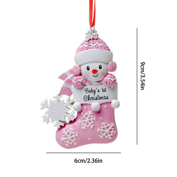 Бебешки първи коледен орнамент Коледни орнаменти 2022 г. със снежно бебе в чорап със снежинка Орнамент за коледно дърво