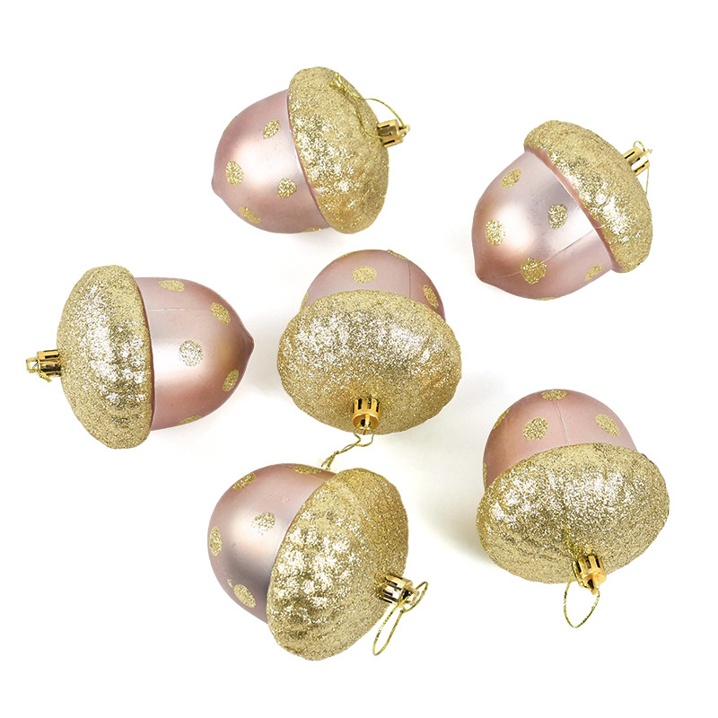 2 бр. Симулация на пластмасови шишарки с блясък на коледна топка Борови шишарки, висулки за дома Коледна новогодишна тематична парти декорация