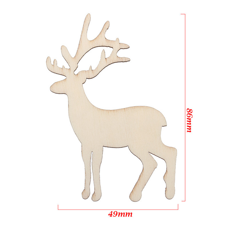 10 бр. Изрязани елени Фурнири Резени за пачуърк Направи си сам декорация Коледна дървена занаятчийска украса Висулки за коледно дърво