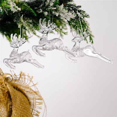 Navidad 2022 Коледна елха, висяща прозрачна украса на ангел елен за дома Коледно парти Орнамент Висулки Детски подарък 2023