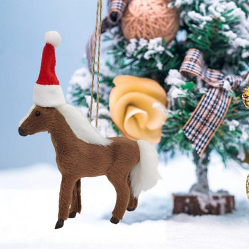 Κρεμαστό άλογο Υπέροχο Χριστουγεννιάτικο καπέλο Προσομοίωση Ζώου Μοντέλο Κρεμαστά Στολίδια ψεύτικη γούνα Κούκλα αλόγου Κρεμαστό χριστουγεννιάτικο δέντρο Αρχική Δεκ