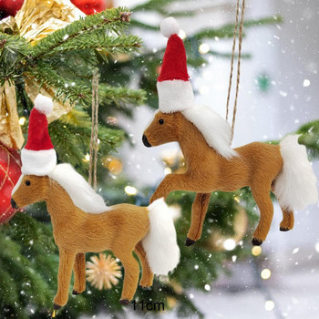 Κρεμαστό άλογο Υπέροχο Χριστουγεννιάτικο καπέλο Προσομοίωση Ζώου Μοντέλο Κρεμαστά Στολίδια ψεύτικη γούνα Κούκλα αλόγου Κρεμαστό χριστουγεννιάτικο δέντρο Αρχική Δεκ