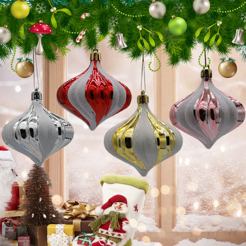 2022 Висулки за коледни топки 3 бр. Декорации за топки за коледно дърво Дизайн на топки с лук Коледно дърво Висящи орнаменти за домашен декор