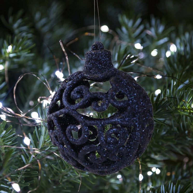 9Pcs Кухи блестящи коледни топки Висулка Пластмасови топки за коледно дърво Деликатни занаятчийски фестивални топки Висулки Консумативи за парти