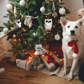 Διακοσμήσεις χριστουγεννιάτικου δέντρου Κρεμαστό χαριτωμένο βελούδινο στολίδι κρεμασμένο ζωάκι με κουκουβάγια Χαρούμενα Χριστούγεννα Διακόσμηση σπιτιού Πρωτοχρονιάτικο δώρο Navidad