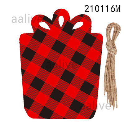 10 ΤΕΜ 8 εκ. Buffalo Red Black καρό Χριστουγεννιάτικα ξύλινα στολίδια Ξύλινες φέτες με σχοινιά για DIY χειροτεχνίες Χριστουγεννιάτικη κρεμαστή διακόσμηση
