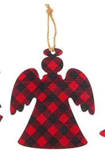 10 ΤΕΜ 8 εκ. Buffalo Red Black καρό Χριστουγεννιάτικα ξύλινα στολίδια Ξύλινες φέτες με σχοινιά για DIY χειροτεχνίες Χριστουγεννιάτικη κρεμαστή διακόσμηση