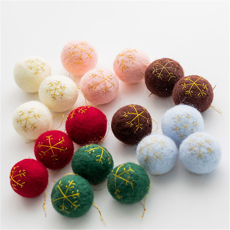3бр. Коледна висулка от вълнен филц Плюшена топка Ръчно изработена гирлянда Коледна елха Направи си сам Декоративни аксесоари Коледни орнаменти Navidad