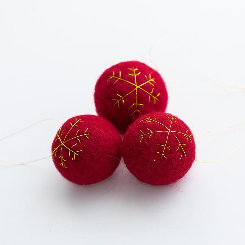 3бр. Коледна висулка от вълнен филц Плюшена топка Ръчно изработена гирлянда Коледна елха Направи си сам Декоративни аксесоари Коледни орнаменти Navidad