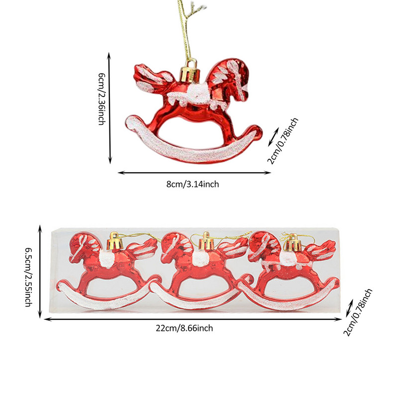 Коледни орнаменти за коне Коледни декорации за конско дърво 3 бр. Висящи орнаменти за коне Декорации с висулки за деца